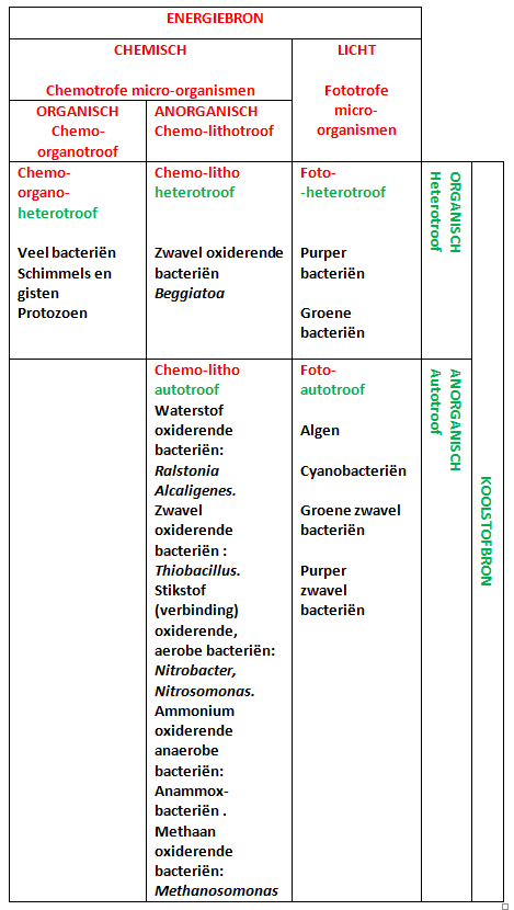 indeling koolstof en energiebron